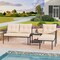 3-Piece Outdoor Sectional Patio Set Black PE Rattan Loveseat & Lounge Sofa with Cushions